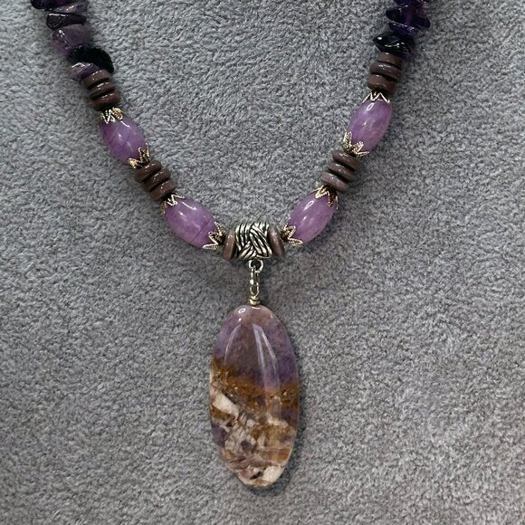 NEW - Handmade - Genuine Amethyst with Glass & Metal Accents - Picture 6 of 10